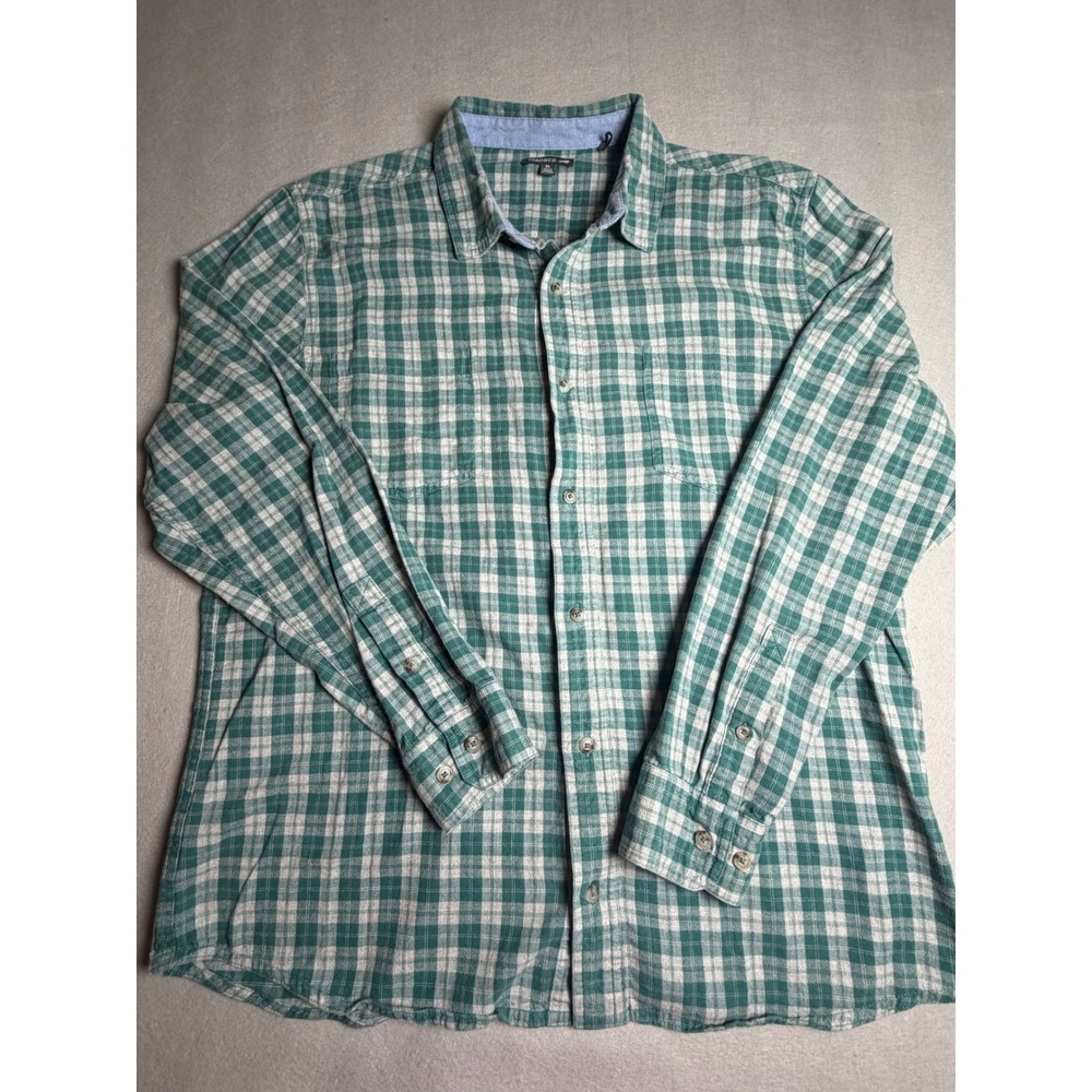 Toad&Co Mens XL Green Plaid Organic Cotton Long Sleeve Button Down Shirt